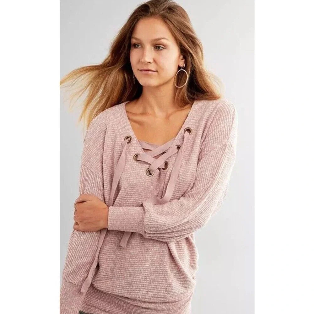 BKE Lace-Up Dolman Tunic Top Women’s Size L